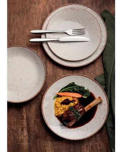 Conjunto De 12 Pratos Rústicos Em Porcelana Decorada Tramontina - Sem utilização - Foto 4