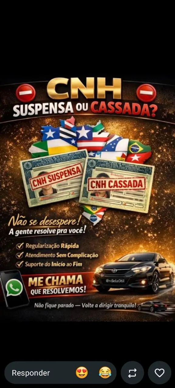 CNH cassada ou suspensa 