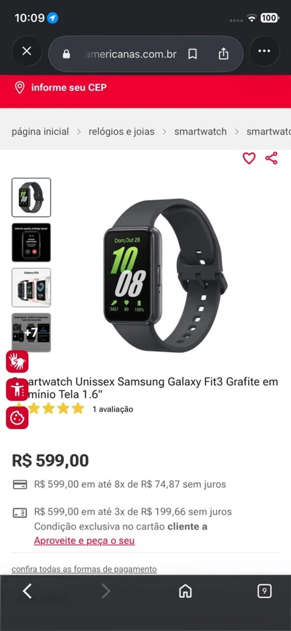 Vendo relógio Samsung fit 3