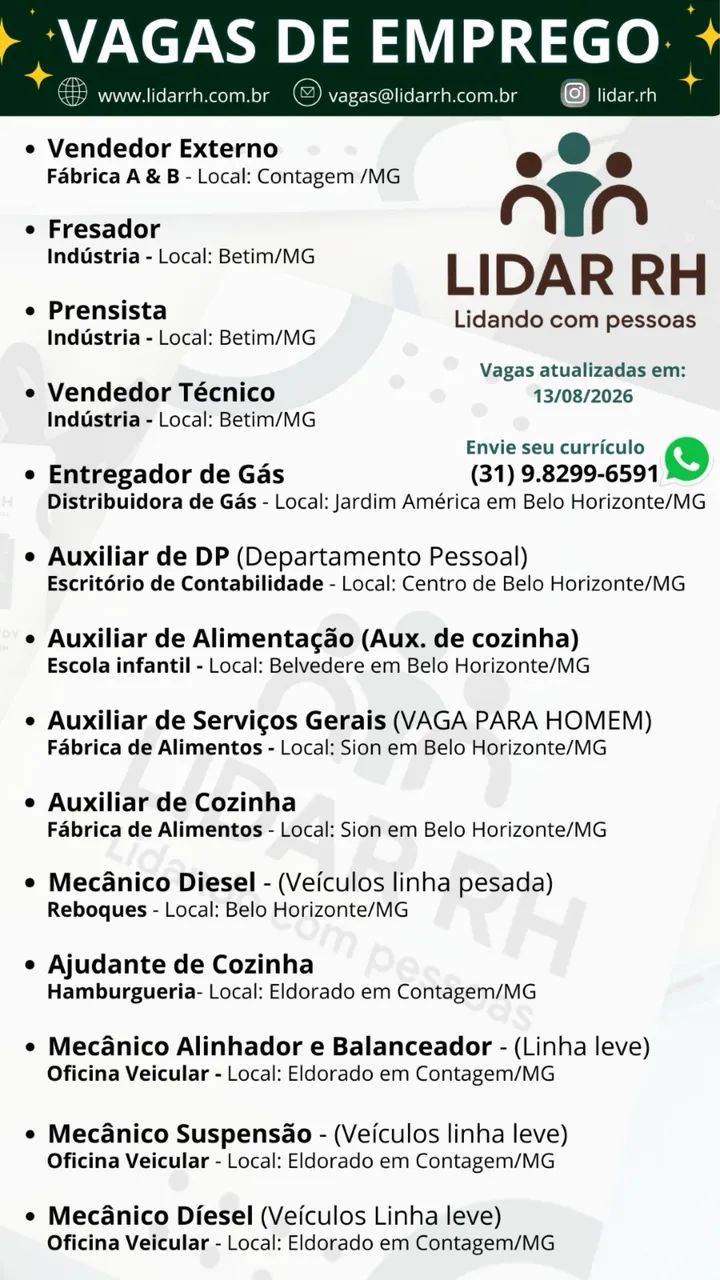 Várias Oportunidades de Emprego 