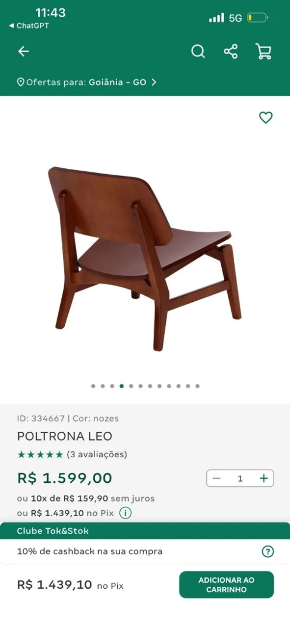 POLTRONA LEO TOKSTOK MADEIRA NOZES - Foto 4