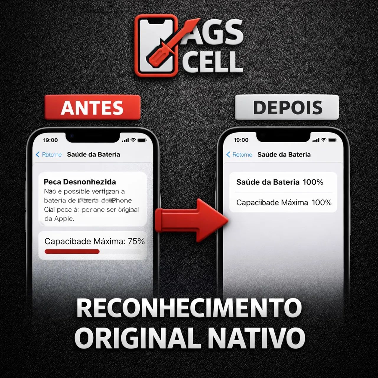 Troca de bateria iPhone sem mensagem de peça!  - Foto 2