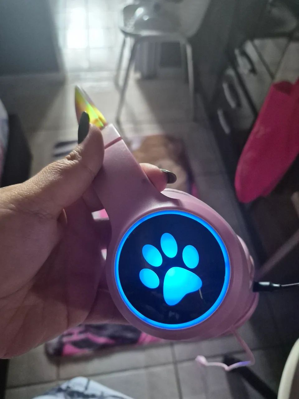 Fone gamer rosa com led  - Foto 2