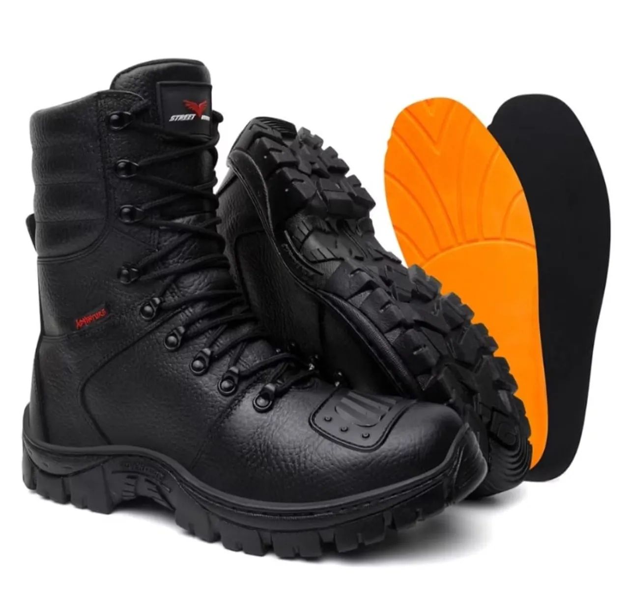 Bota coturno de couro legítimo 