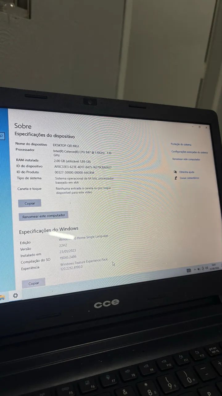 Notebook CCE 14? Intel Celeron | 2GB RAM | HD 500GB | Windows 10