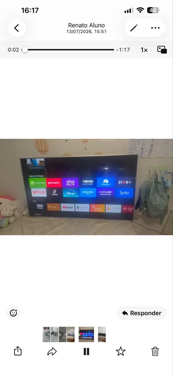 Tv Sony  XBR 65X855D de 2017 defeito mínimo 