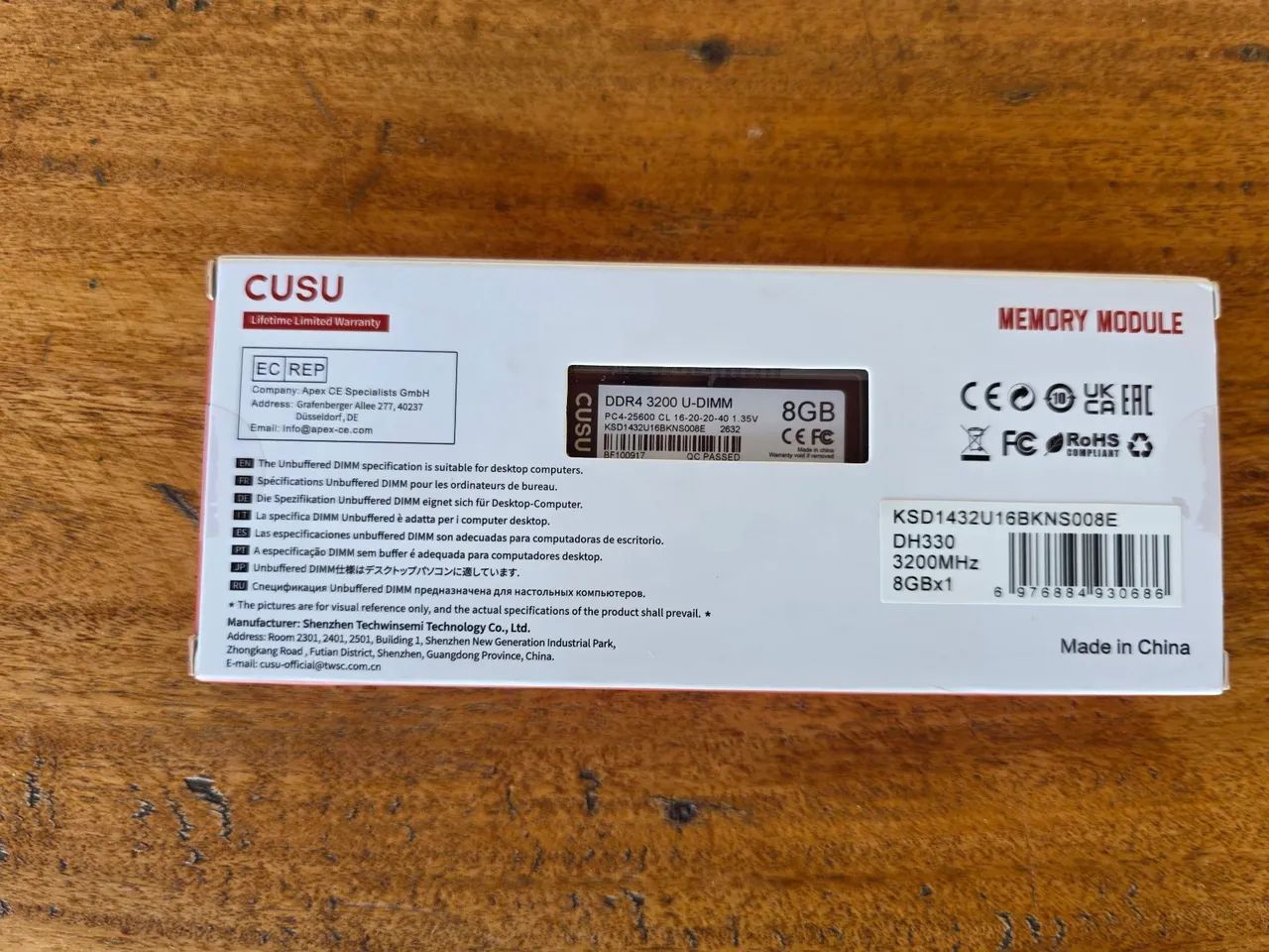 Memoria RAM CUSU 8GB 3200Mhz Lacrada  - Foto 3