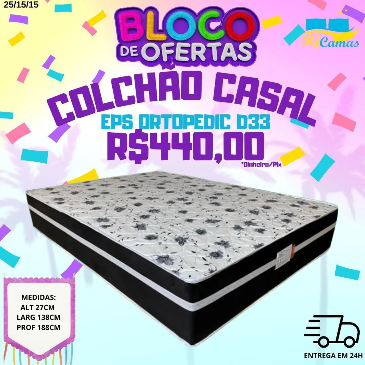 Colchão Casal EPS Ortopédic D33(Pague a entrega)