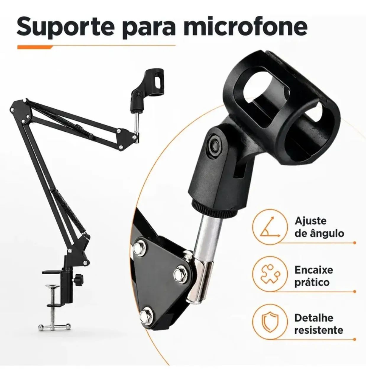 Suporte Braço Articulado Microfone Mesa Preto - Foto 5