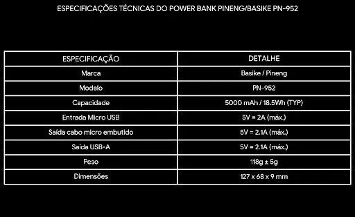 Power Bank 5000mAh Basike pineng novo com cabo - Foto 2