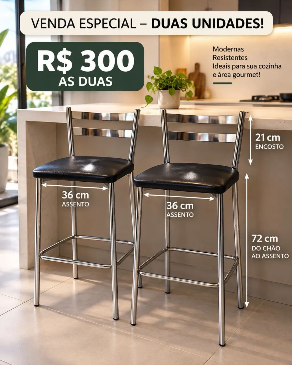 Banqueta cozinha cromada