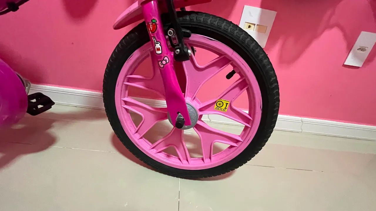 Vendo Bicicleta Aro 16 Hello Kitty Rosa - Foto 5