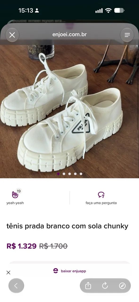 Tênis ORIGINAL Prada Branco Double Wheel Triangle - Foto 5