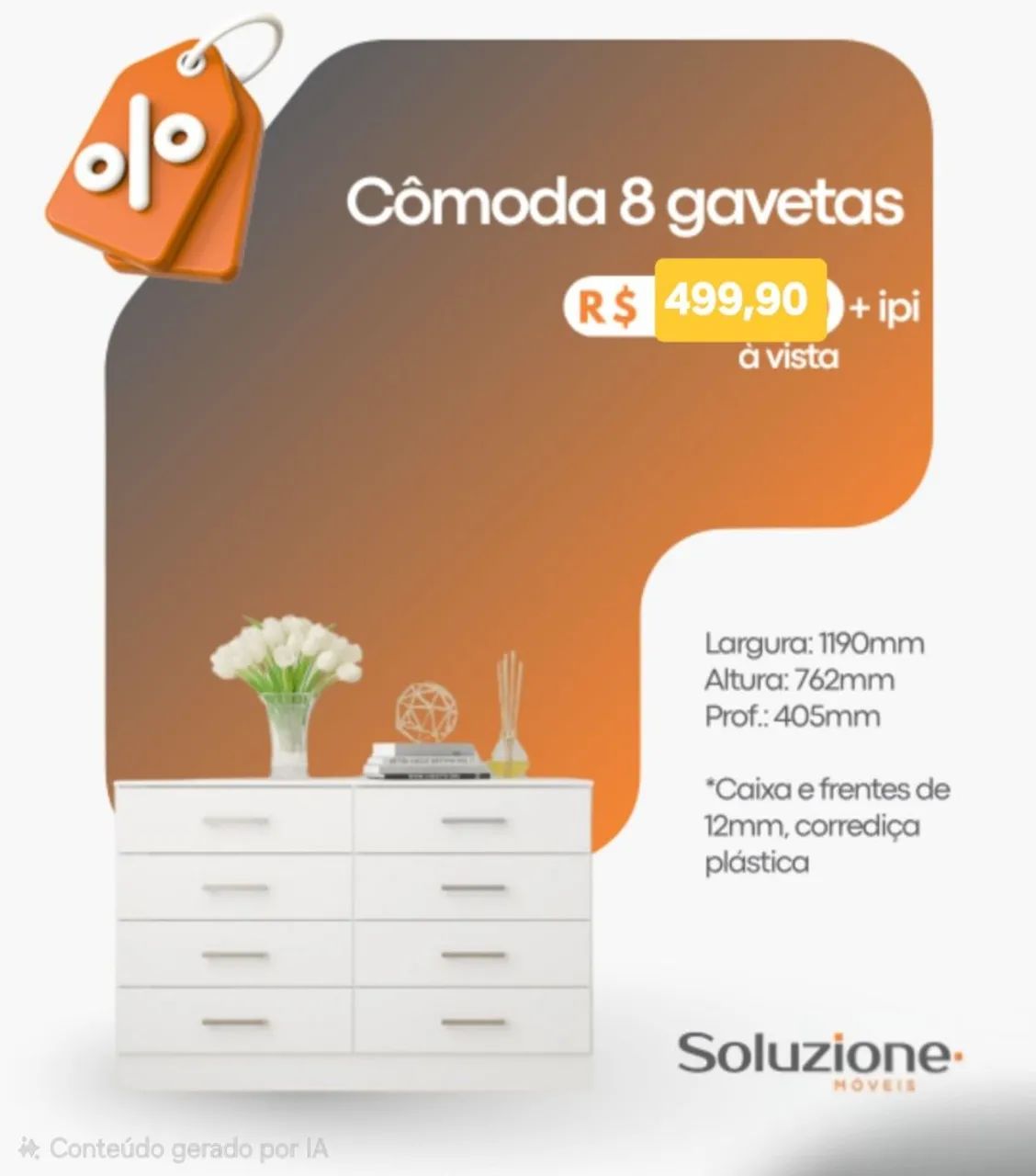 Cômoda Grande 8 gavetas 