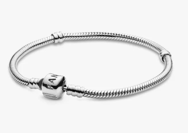 Pulseira divertida com fecho cilíndrico e elos em formato de cobra. prata de lei - Foto 3