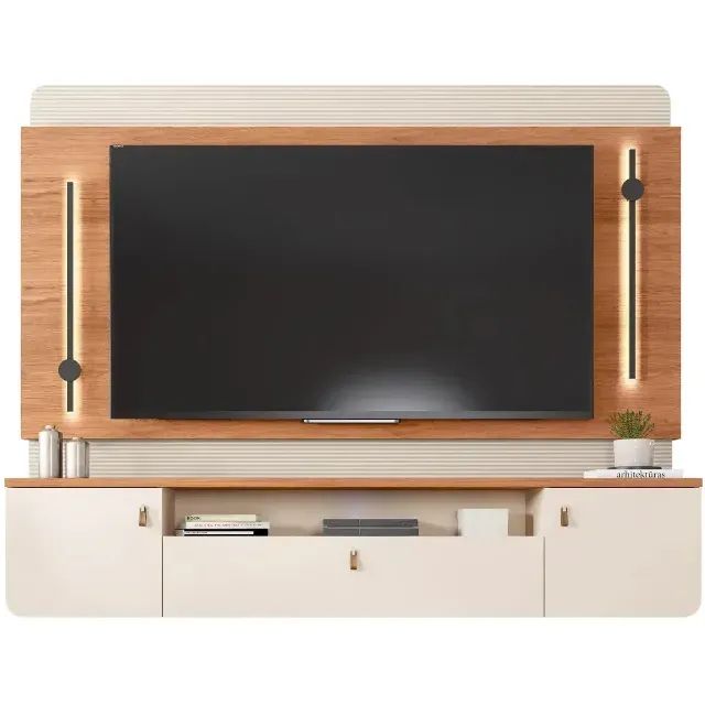 Painel para Tv Até 75 Polegadas Ripado com Led 2 Portas 1 Gaveta Camuim - Foto 5