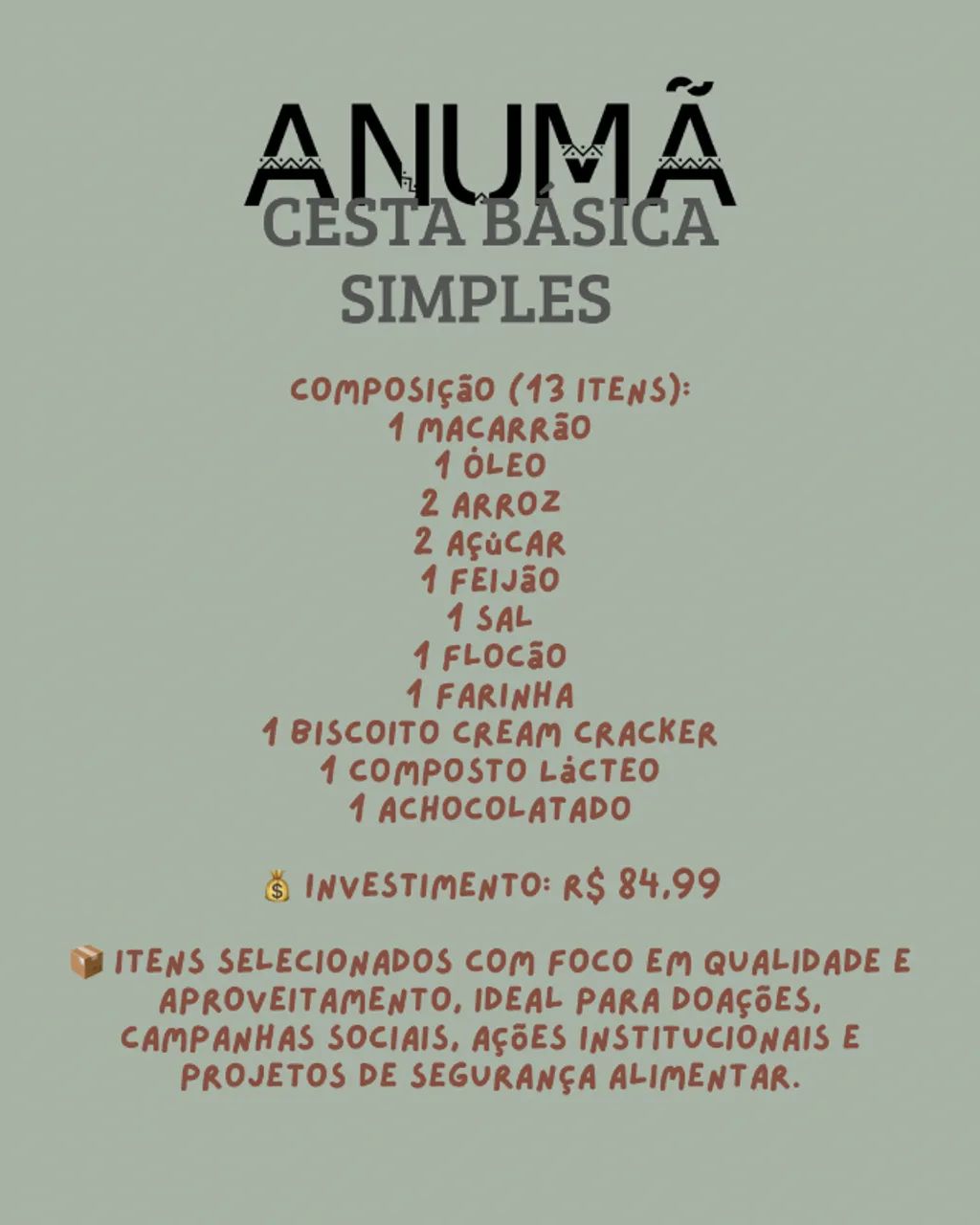 CESTA BÁSICA SIMPLES - Anumã Criação Sustentável - Foto 2