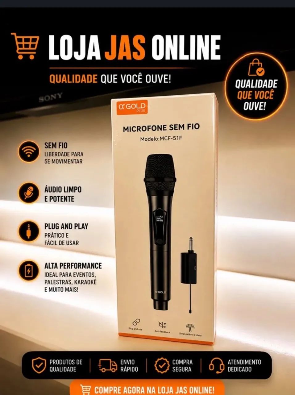 Microfone Gold  PRODUTO NOVO E LACRADO  - Foto 4
