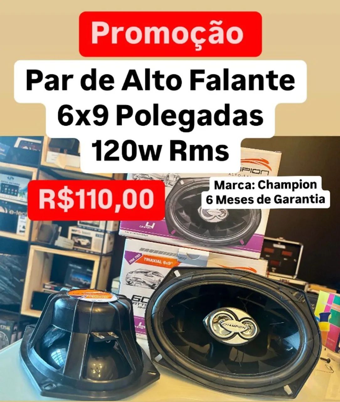Par Alto Falantes 6x9 Polegadas 4 Ohms Champion 120w Rms Fone Bob