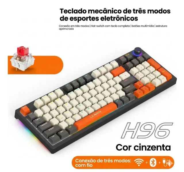 Teclado Gamer Mecânico sem Fio (Wireless e Bluetooth) - Foto 2