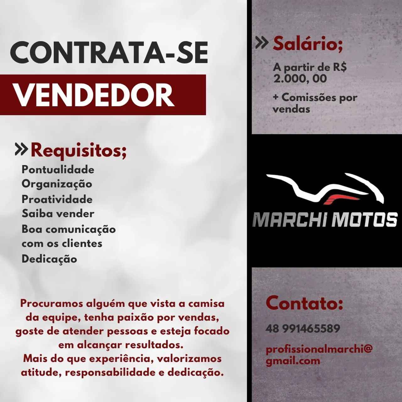 Contrata-se vendedor 