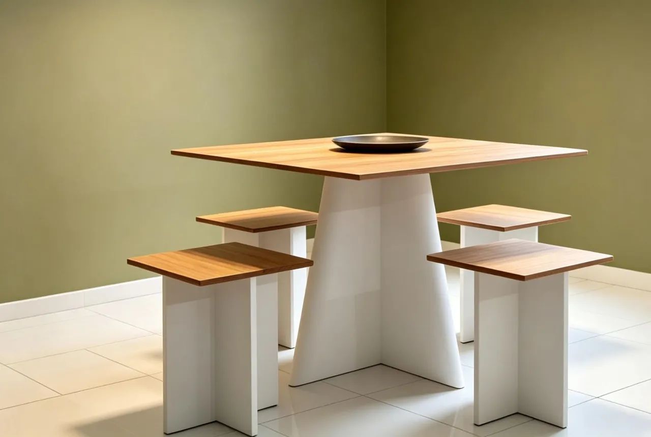 Mesa + 4 banco em mdf