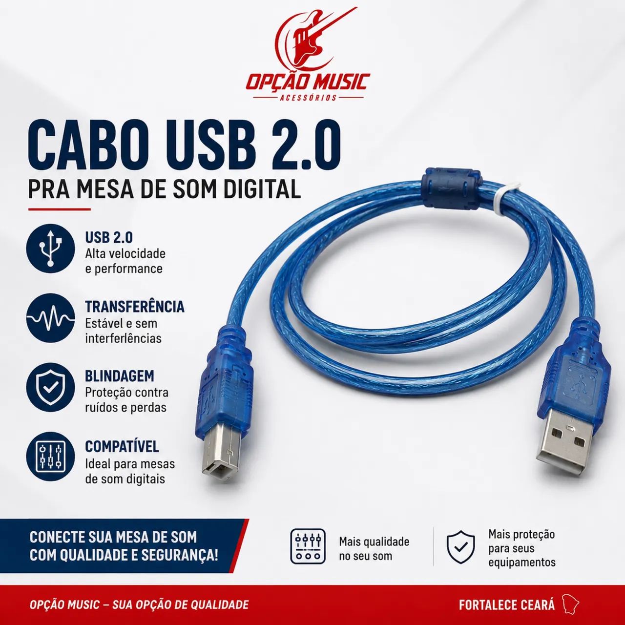 Cabo usb pra placa de Áudio e mesa digital 