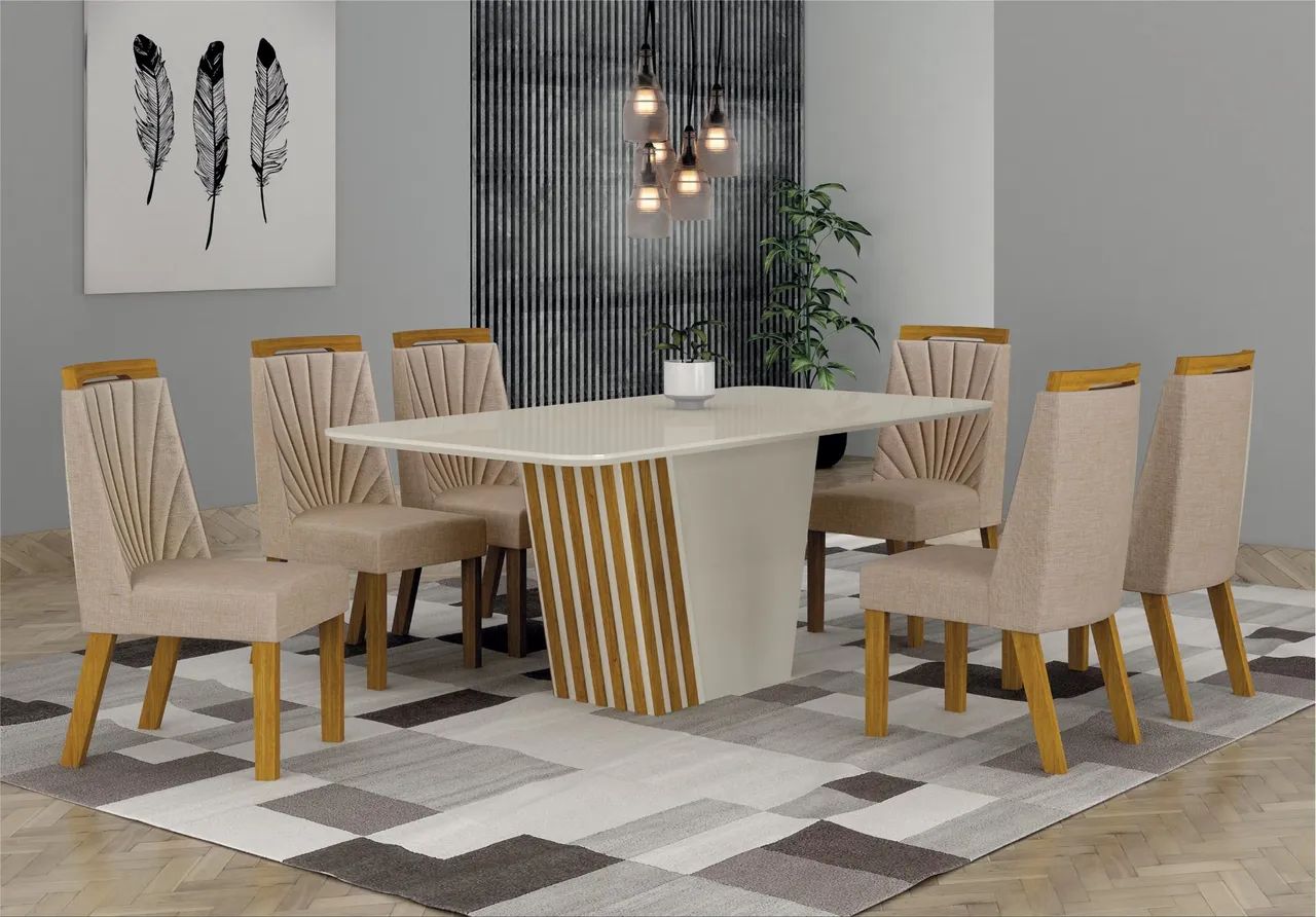 CONJUNTO DE JANTAR COM TAMPO EM VIDRO