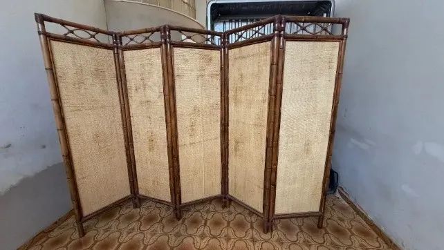 Biombo de bambu com 5 folhas