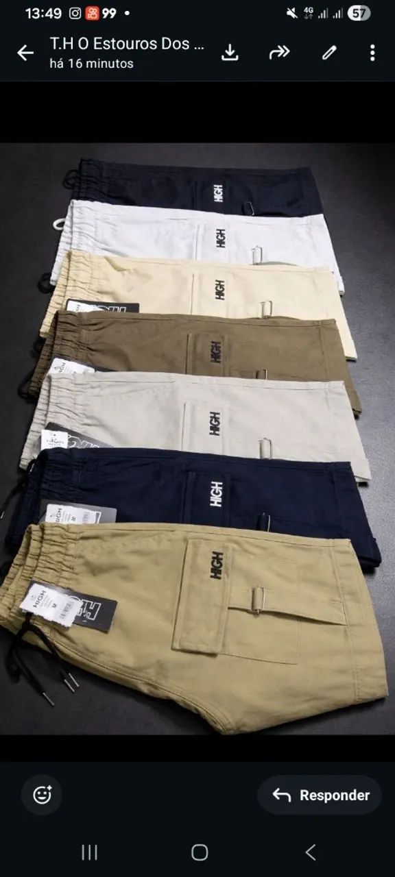 short cargo com fecho 