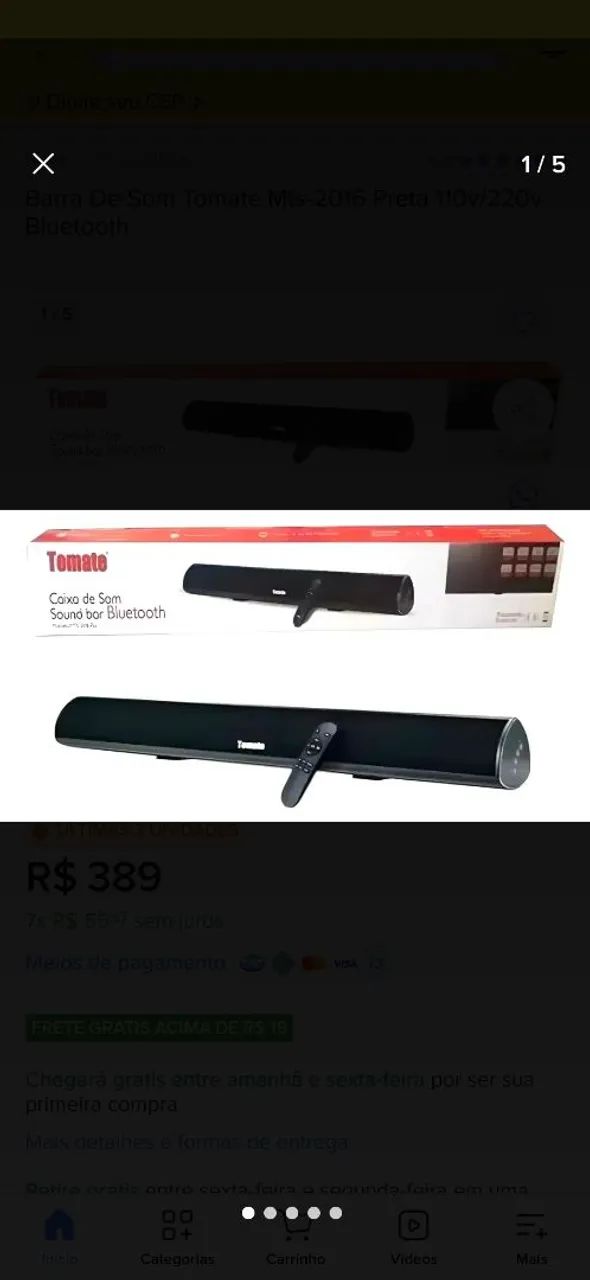 Caixa de som soundbar Bluetooth Tomate 