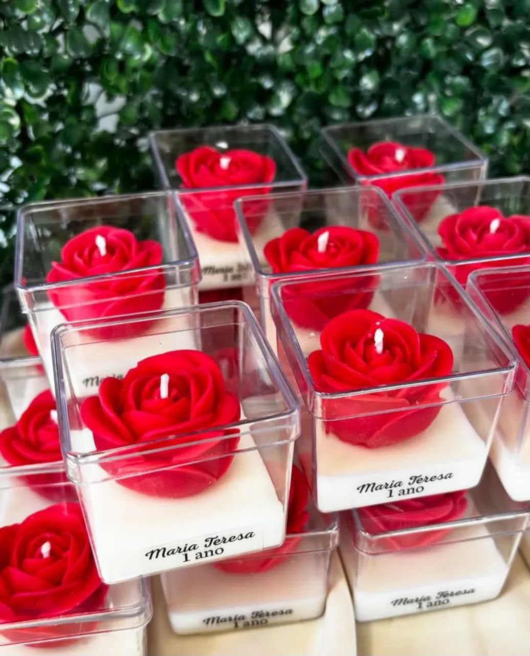 Lembrancinhas velas aromáticas rosa com caixa de acrílico - Foto 2