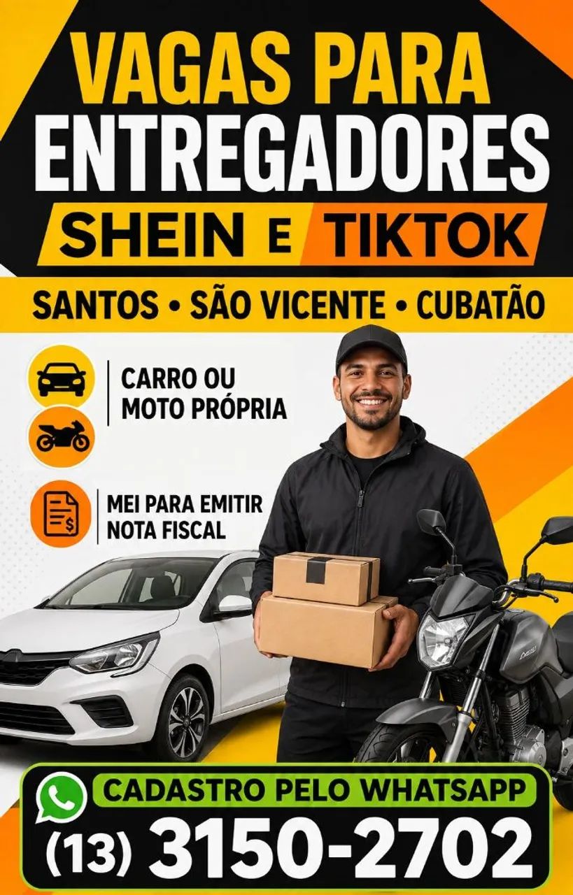 ENTREGADOR(A) COM VEÍCULO PRÓPRIO - SHEIN E TIKTOK