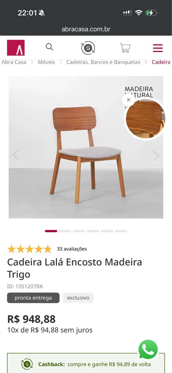 Cadeira de madeira abracasa Lala - Foto 4