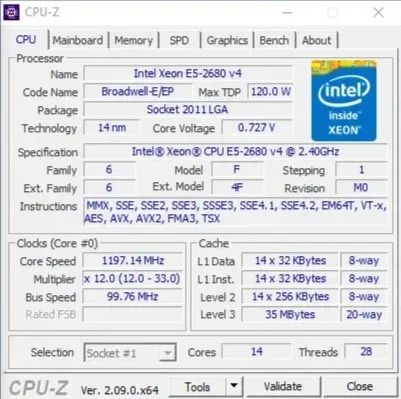 Processador Xeon E5 2680 v4 -  14 NÚCLEOS / 28 THREADS - LGA 2011 - Foto 2