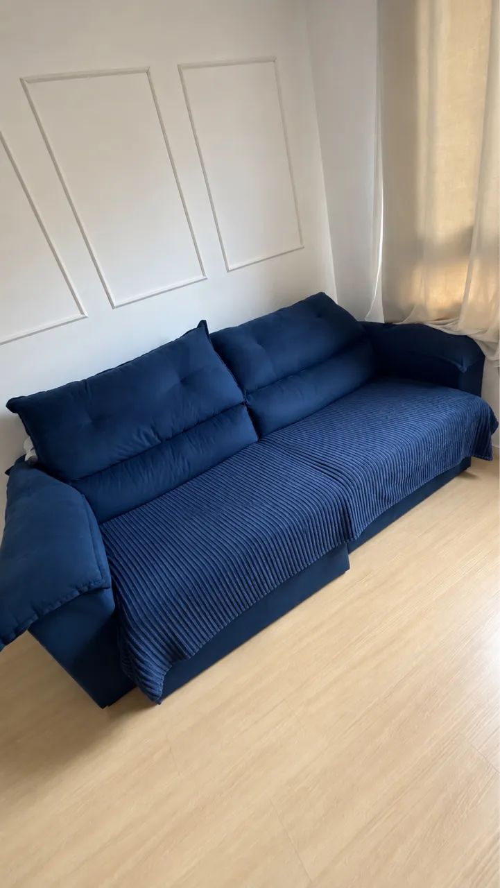 Sofá azul em ótimo estado - motivo da venda: mudança - Foto 2