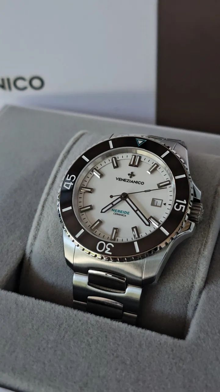 Relógio Venezianico Nereide Cerâmica Automático Branco - Foto 5