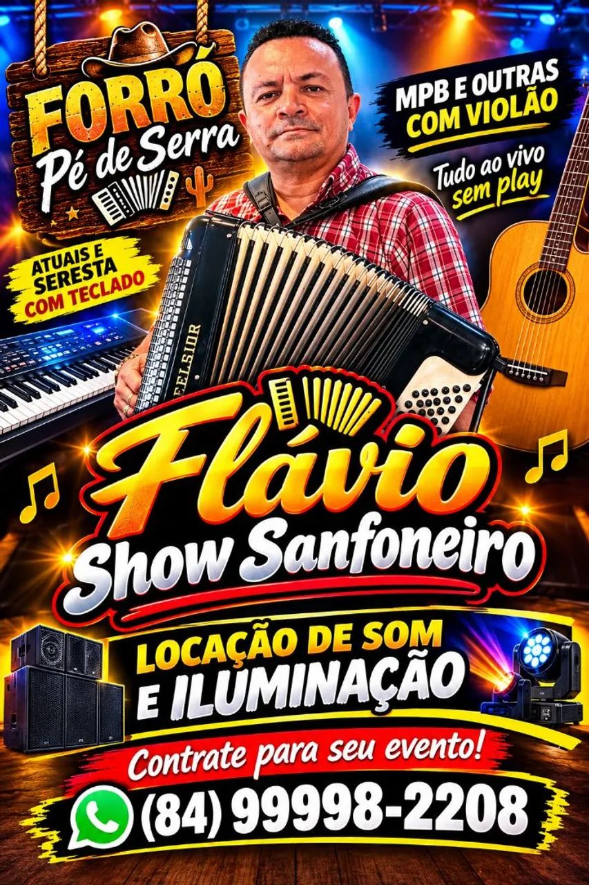 Flavio show sanfoneiro, teclado e violão e voz