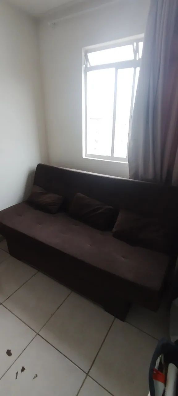 Sofá-Cama Marrom + Puff+ 3 Almofadas (Completo) - Foto 2