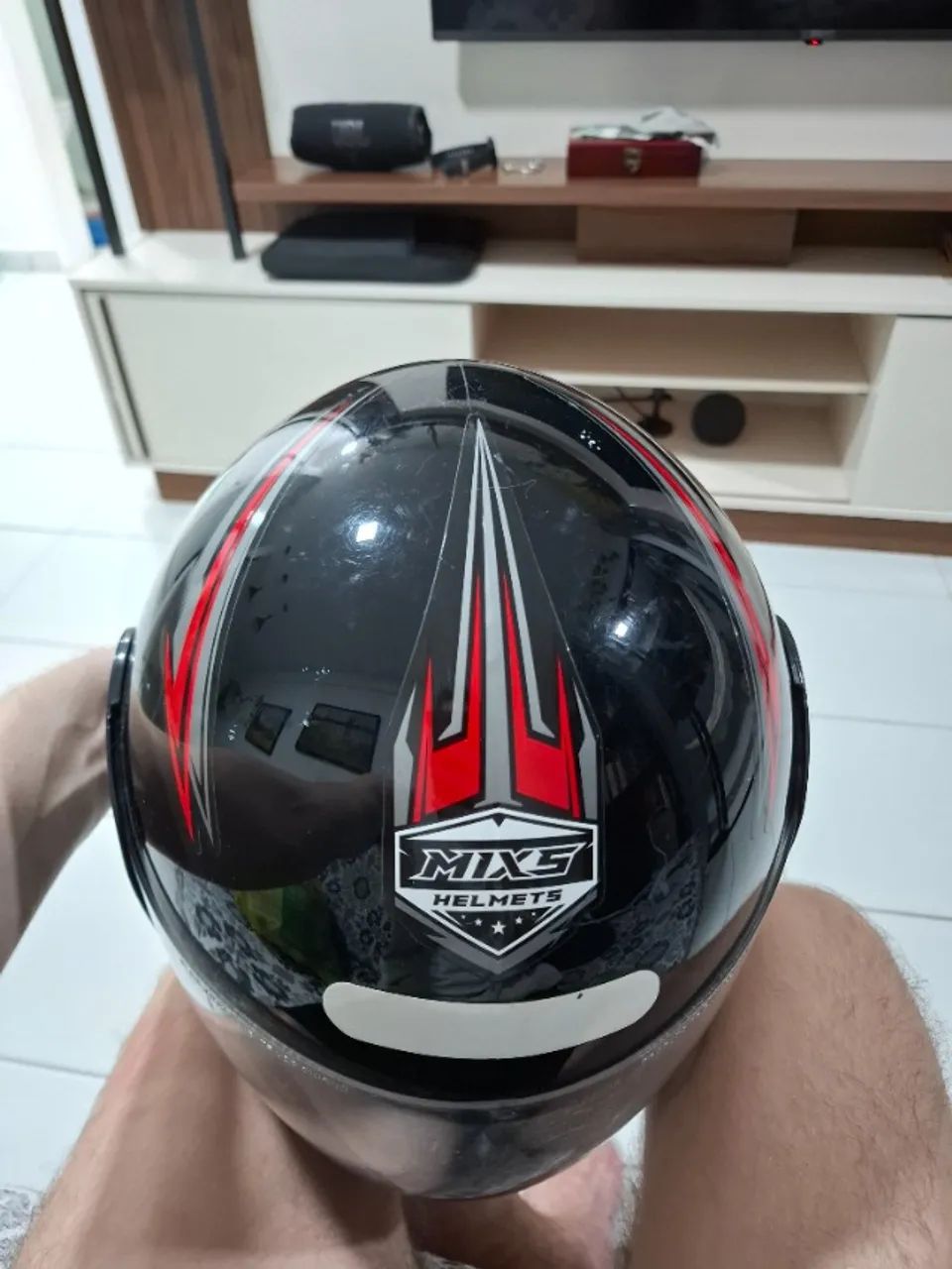 Capacete  Mixs Helmets Preto Usado - Foto 3