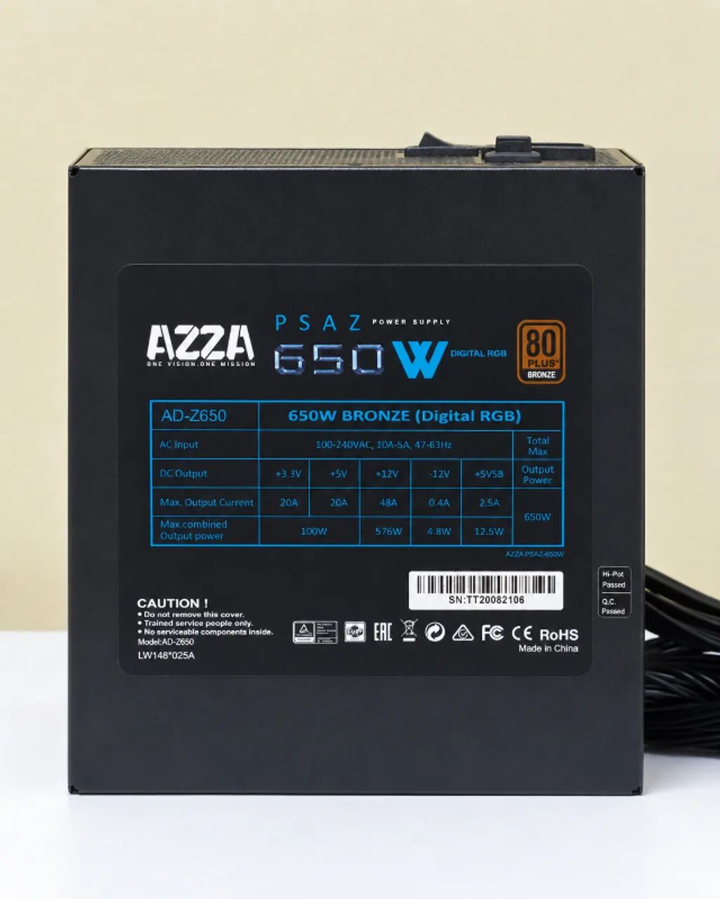Fonte AZZA 80 Plus 650W