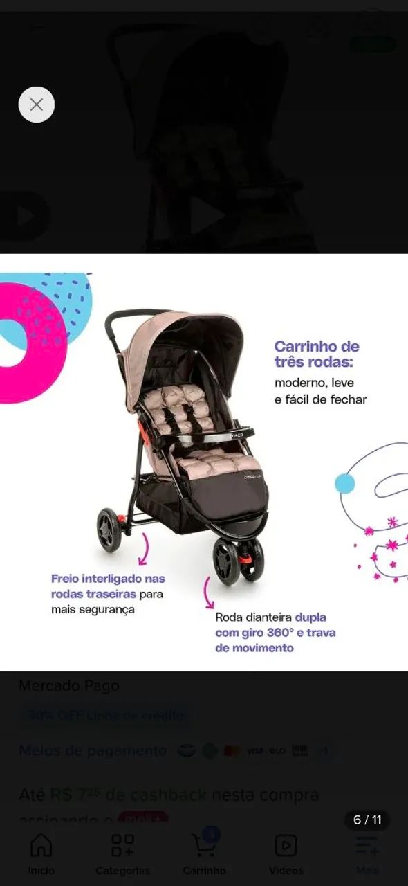 Carrinho de bebê unissex  - Foto 4