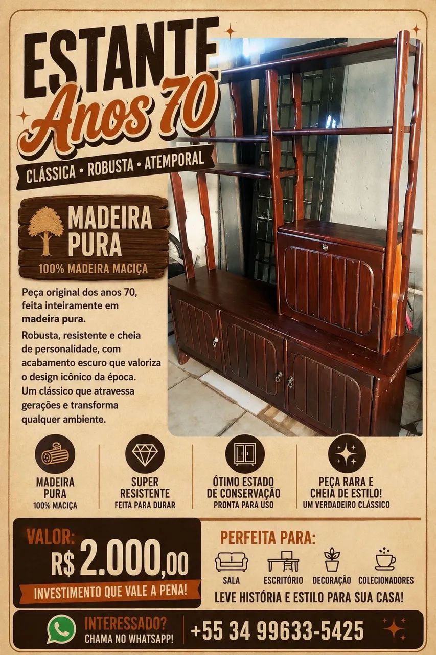 Estante Madeira de 70 anos 