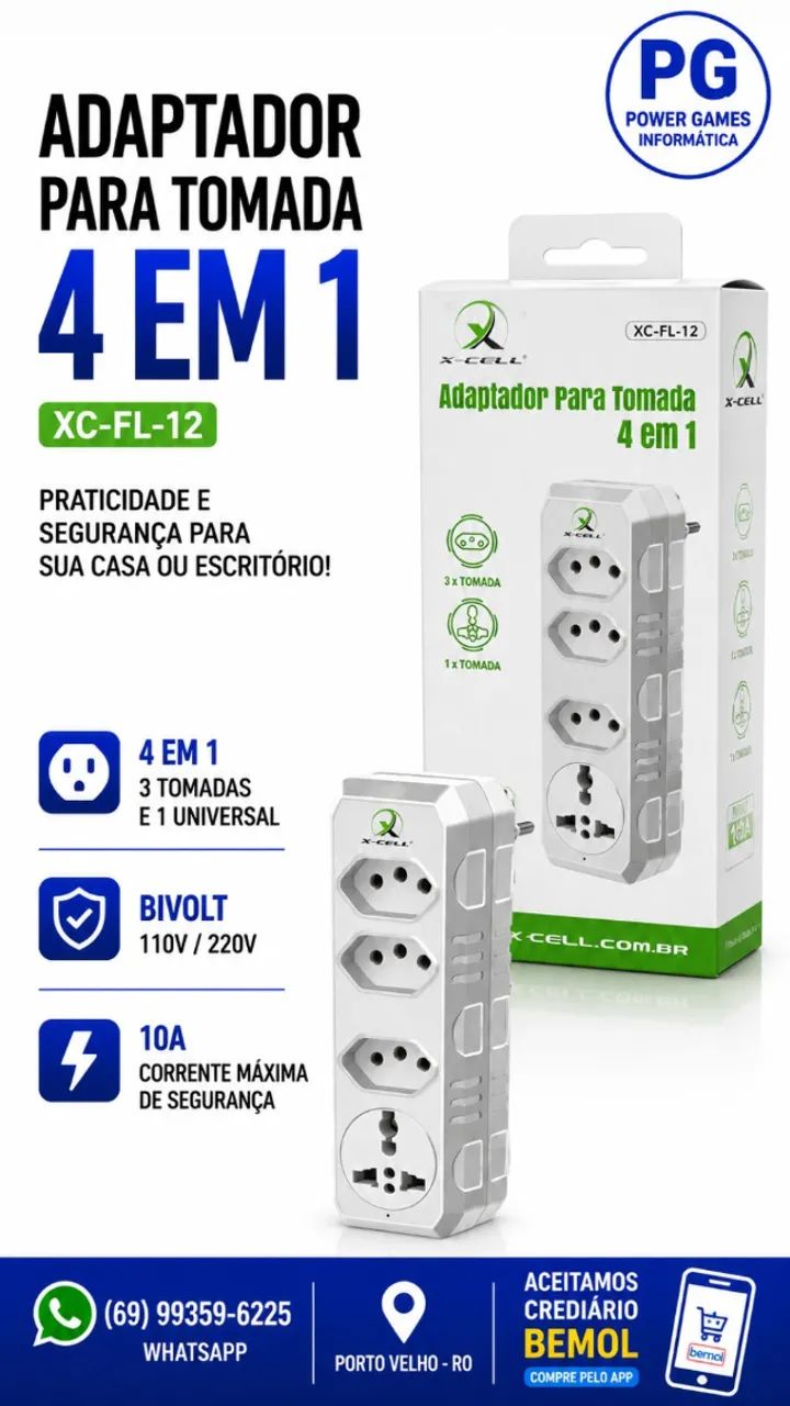 ADAPTADOR TOMADA 4 EM 1