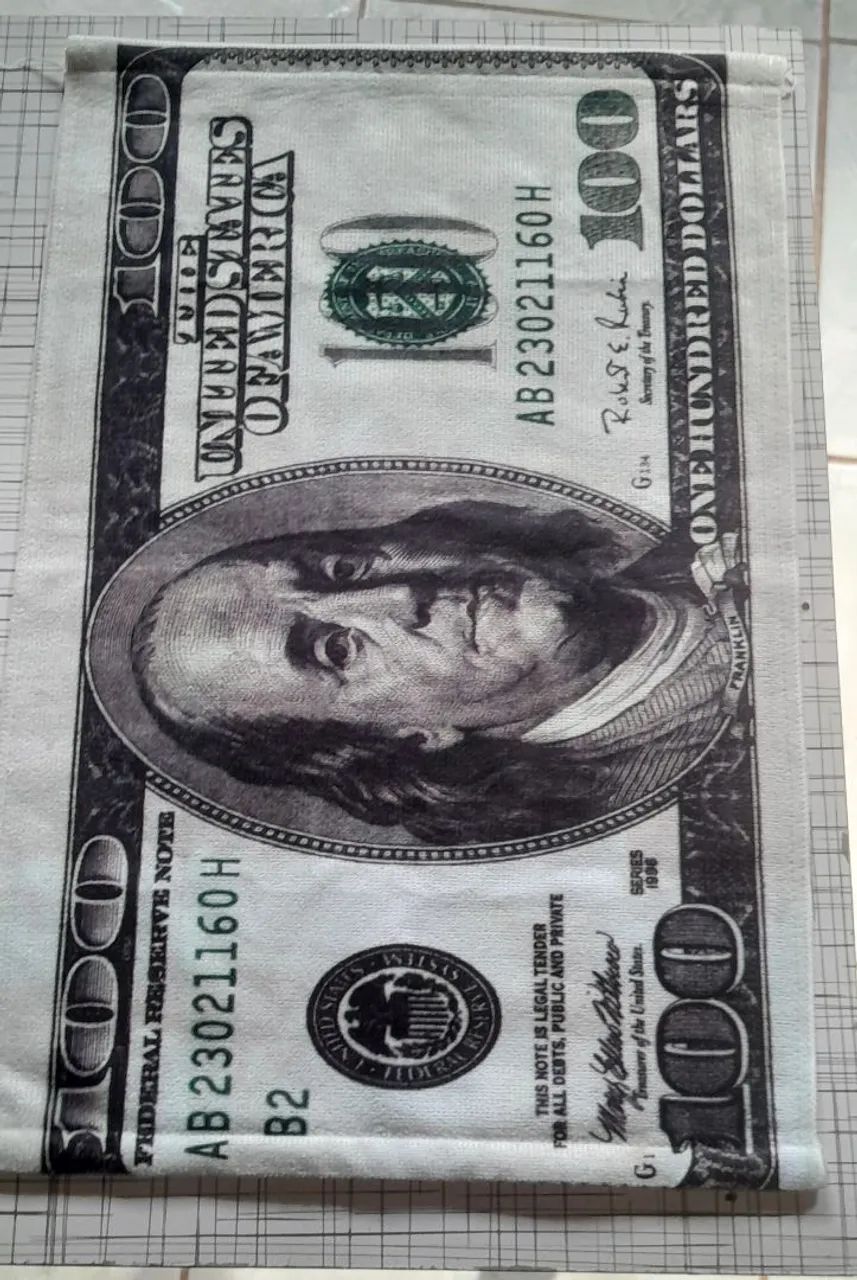 Toalha de Rosto Estampada - Notas de Dinheiro (Real, Dólar ou Euro) - Foto 3