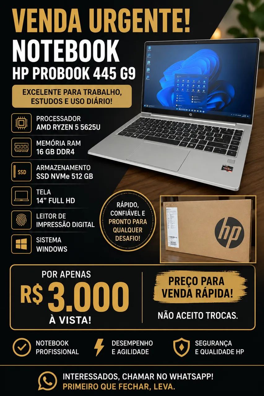 ? VENDA URGENTE ? NOTEBOOK HP PROBOOK 445 G9