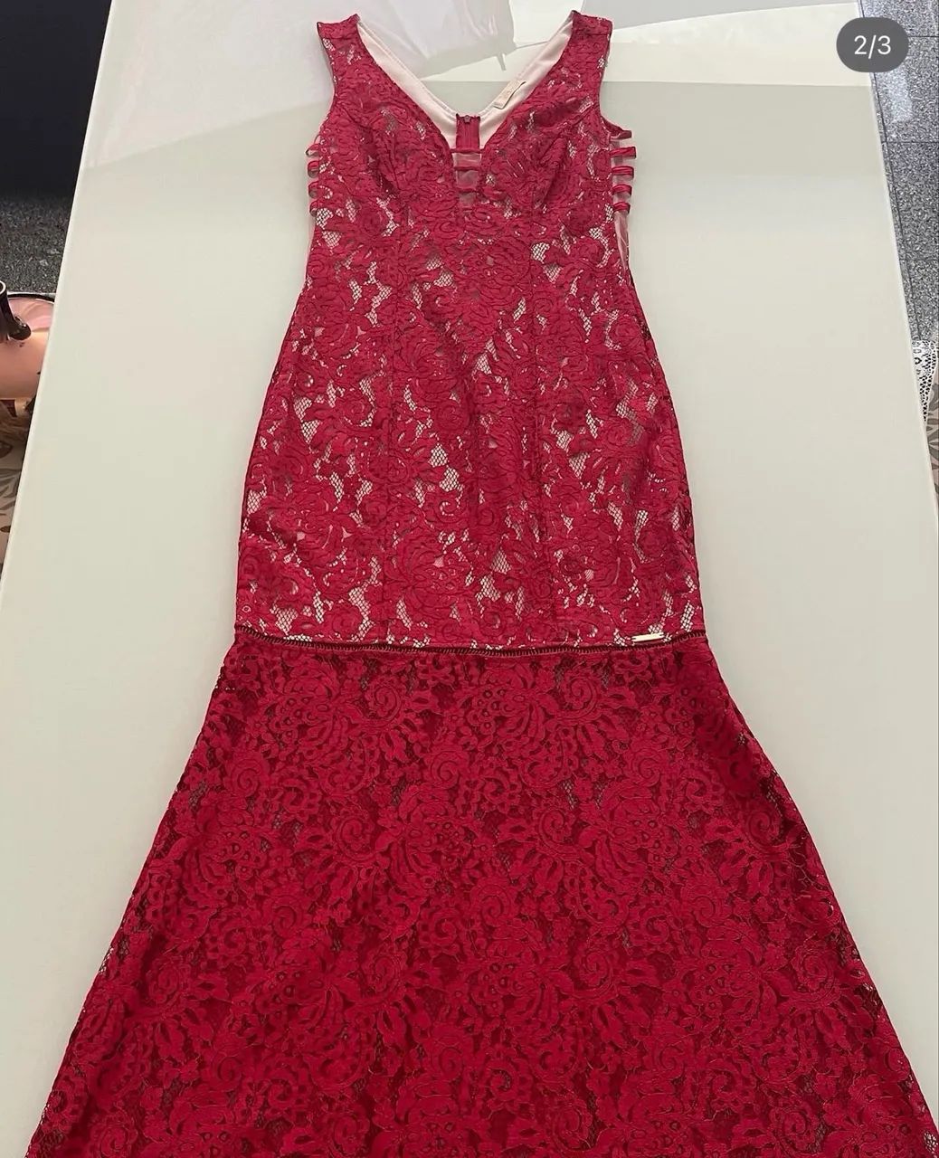 Vestido Longo Colmeia Rendado M/38 - Foto 2