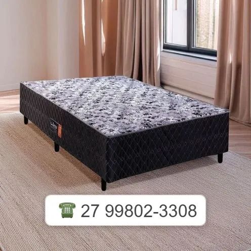 (Cama Box Casal 138cm Acoplado Black