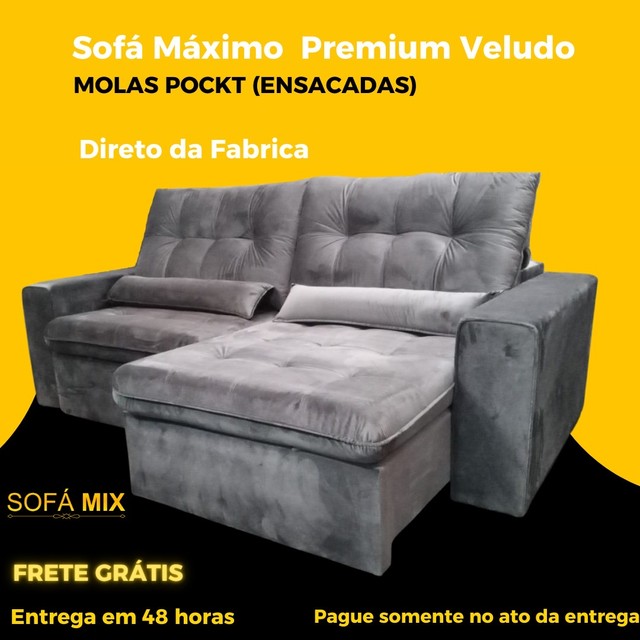 SOFA 2,50 MTS PILOW TOP ALTO PADRÃO RETRATIL RECLINÁVEL Móveis