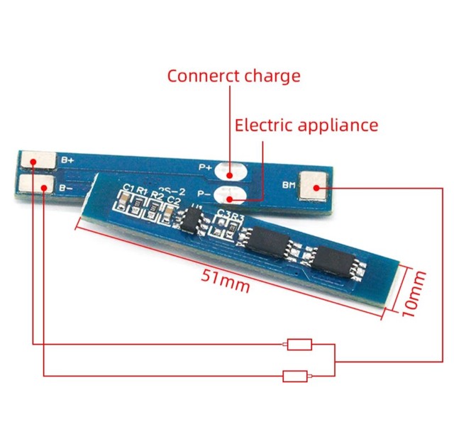 Placa proteção/carregamento bms pcb 2s 3a  7.4v nominal  4.4v máximo  - Foto 2